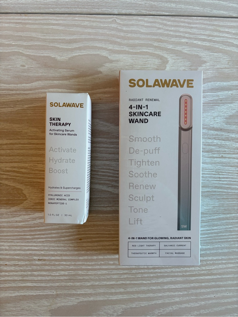 Solawave 4-in-1 Skincare Wand + Skin Therapy Serum — Rose and Gold